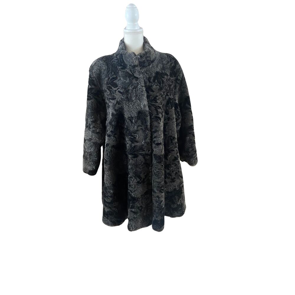 70s Vintage Jordache Women’s Faux Fur Coat Black USA Size M 3/4 Length